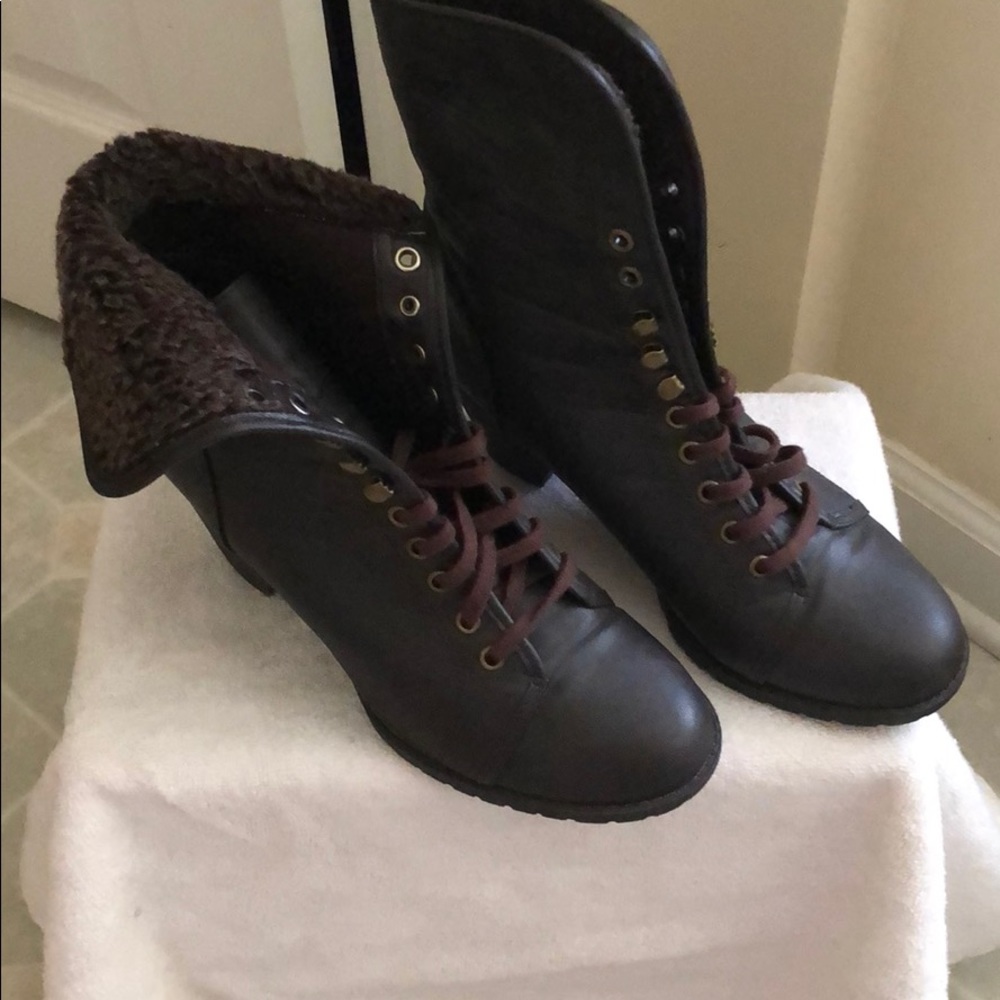 10 inches tall Dark Brown Man Made Leather Boots